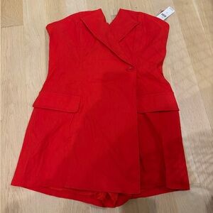 NWT Maeve Anthropologie Red Strapless Romper 14